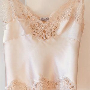 Beautiful, Soft Golden Nude Vintage Dior Cami with Gorgeous Lace Union Made